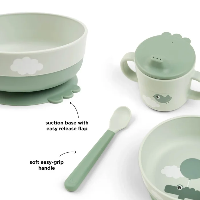 Done by Deer - Prvi jedilni set Foodie Happy clouds, Green