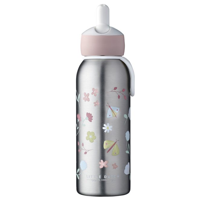 Little Dutch steklenička iz nerjavečega jekla flip-up Flowers & Butterflies 350ml
